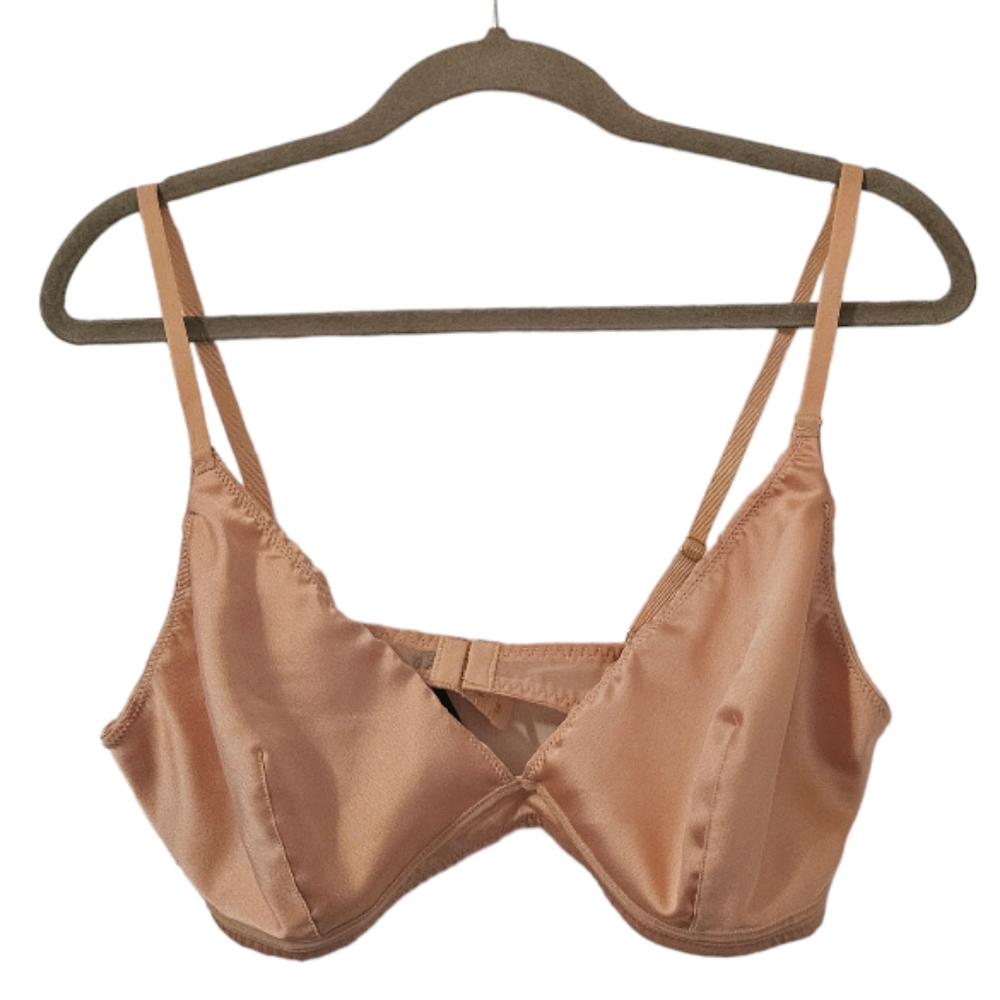 Pink ASOS Design Women's Saffron Minimal Satin Soft Triangle Bra